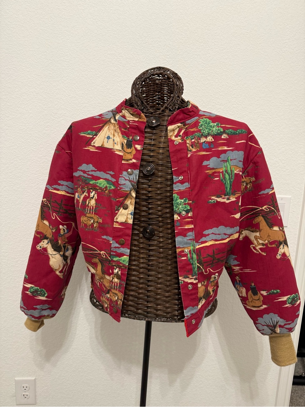 Vintage 90s western print bomber jacket